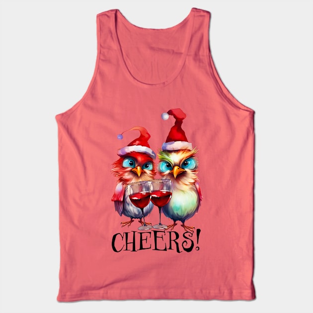 Cheers Funny Christmas Print Tank Top by Designs by Ira